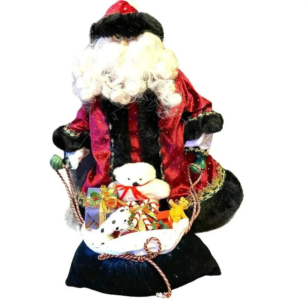 Vintage Tree Topper Santa and His Toy Bag For Children in Christmas Decor Time